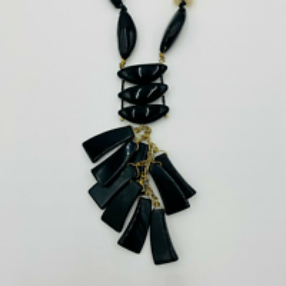 Chico's Black/White Plastic Statement Necklace Lo… - image 2